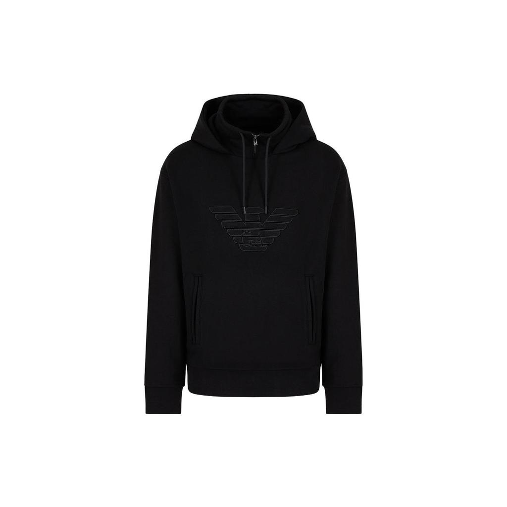 Emporio Armani Hooded Jersey Sweatshirt With Embossed Domed Logo 3D1MDW-1JWPZ-10028