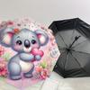 1pc Cute Koala with Heart On Floral Background Umbrella with Plastic Handle,Suitable for All Seasons Home Travel Outdoor UmbrellaDD558