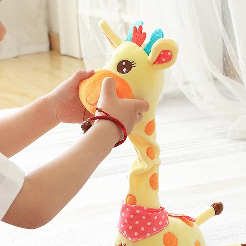 Süßes tanzendes sprechendes Giraffen-Spielzeug, das nachplappert, was Sie sagen, mit 10 Liedern, einstellbarer Lautstärke, schwingende tanzende Giraffe, musikalisch leuchtend