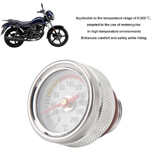Temperature Gauge for Motorcycles Engine, M20 X 1.5 Engine Oil Temperature Gauge, 0 to 200℃ engine temperature Gauge Metal Motorbike Oil Temp Gauge