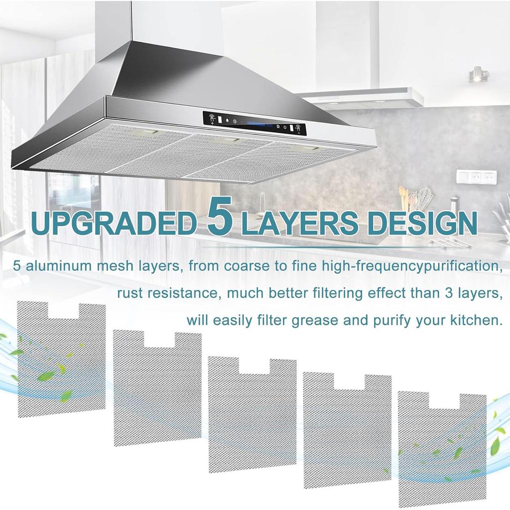 Range Hood Grease Filter Replacement Mesh Filter Kitchen Exhaust Fan Filters Metal Texture for Kitchen Ventilation