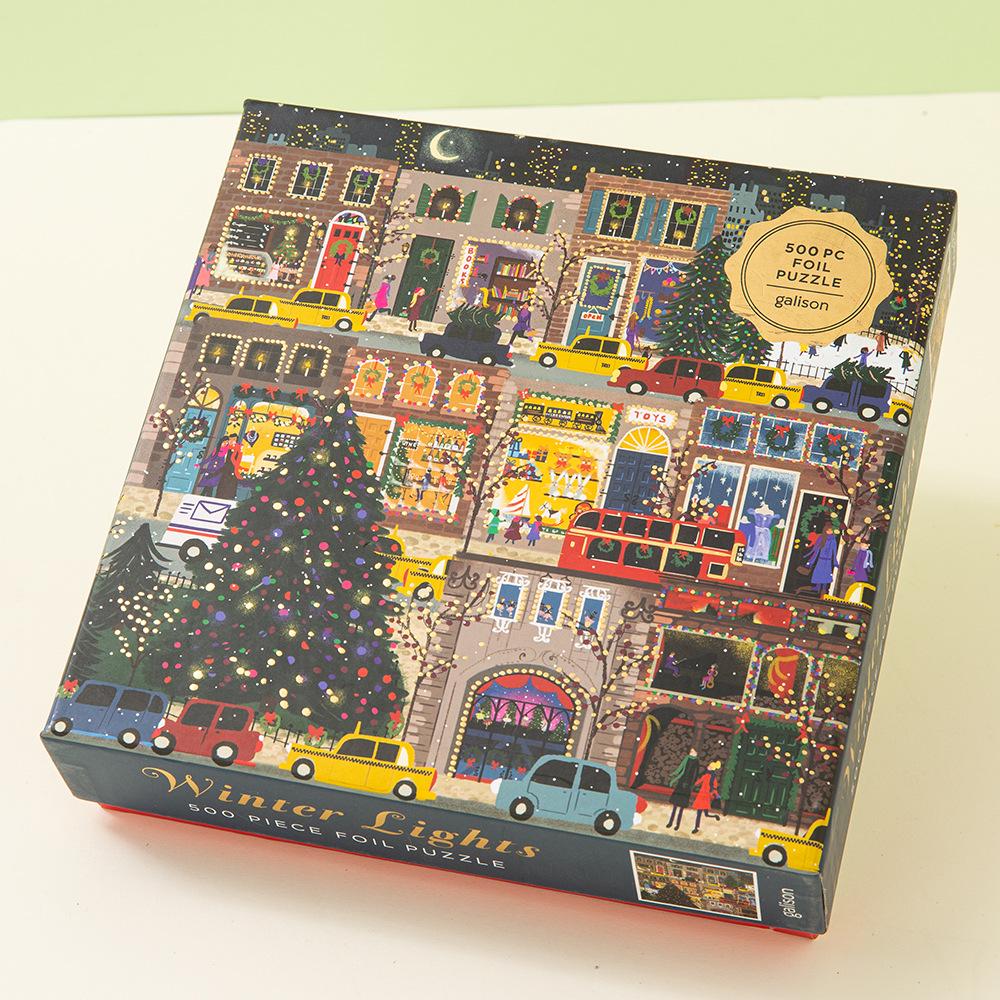 Cross-Border Galison 500-Piece Winter Lantern Christmas Puzzle - Desktop Decoration Festival Night Mural.