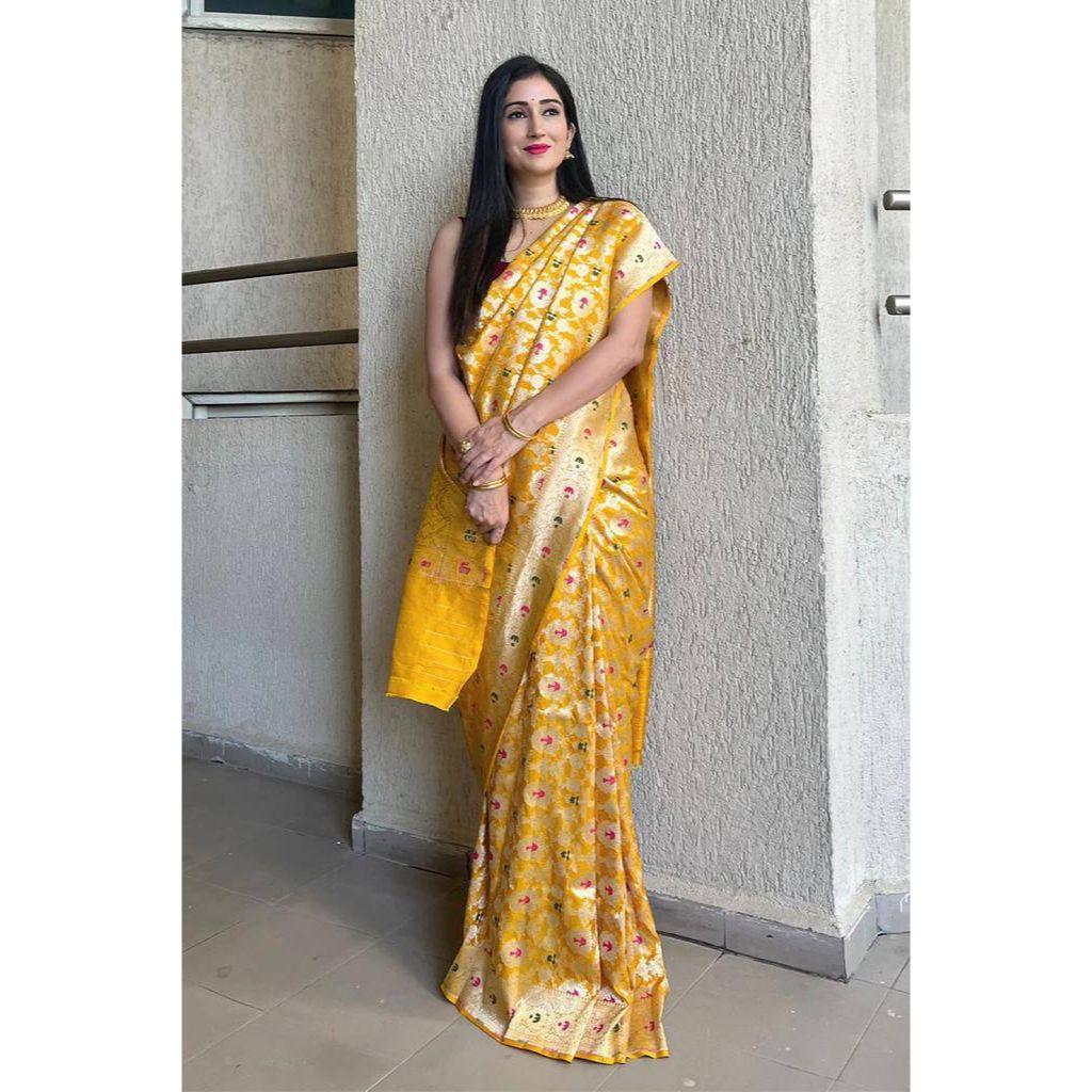 New Launch – Premium Soft Lichi Silk Saree with Rich Jacquard Work & Elegant Tassel Finish
