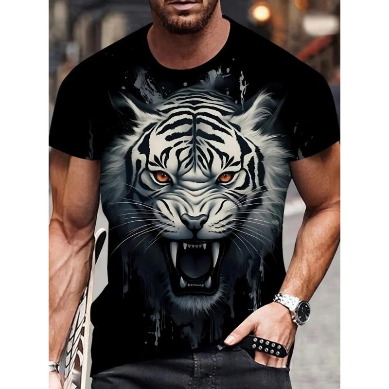 Fashion Men's Crew Neck Short Sleeve 3D Casual Color Printing Casual Short Sleeve Crew Neck T-Shirt