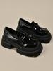 Platform British style small leather shoes women's spring 2025 new women's shoes black versatile loafers one-pedal single shoes