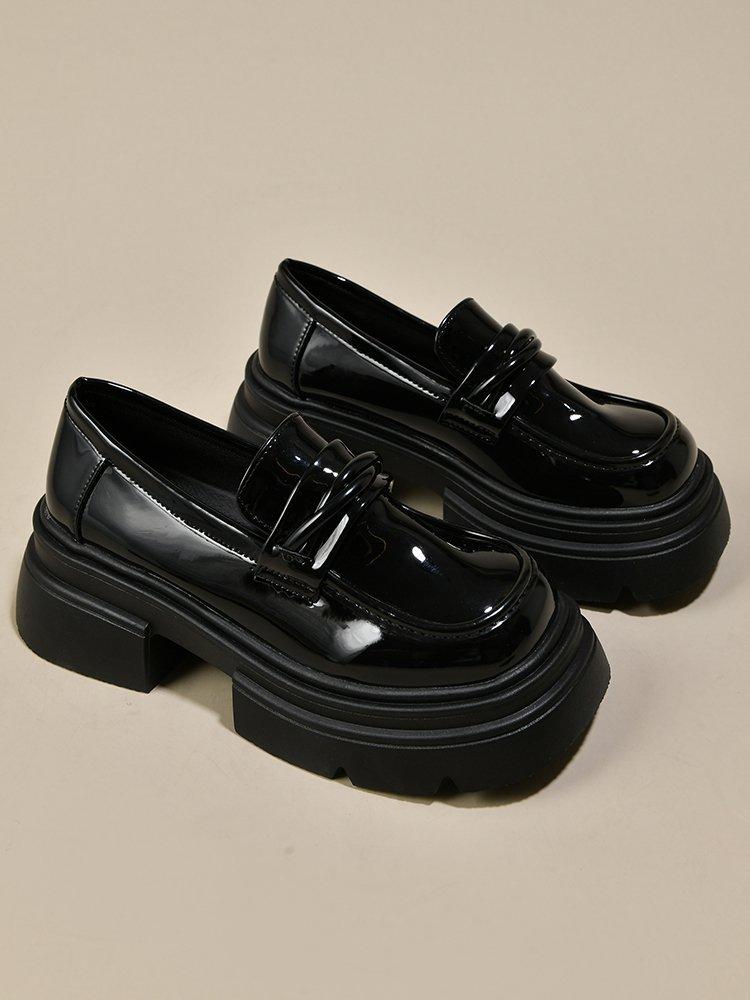 Platform British style small leather shoes women's spring 2025 new women's shoes black versatile loafers one-pedal single shoes