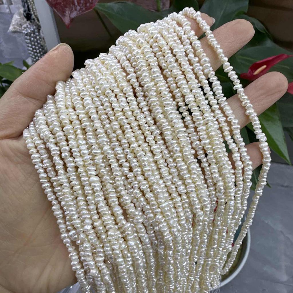 1String, White Natural Freshwater Pearls, Handcrafted Rondelle Pearl Beads for Jewelry Making DIY Crafts (Beads 3-3.5mm, Length 36cm)