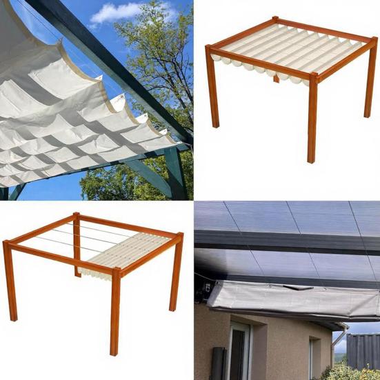 Retractable Sun Shade Sail, Sun Shade Canopy with Eyelets And Rope, Adjustable Shade Cover Sun Protection Waterproof Outdoor Awning for Garden Patio