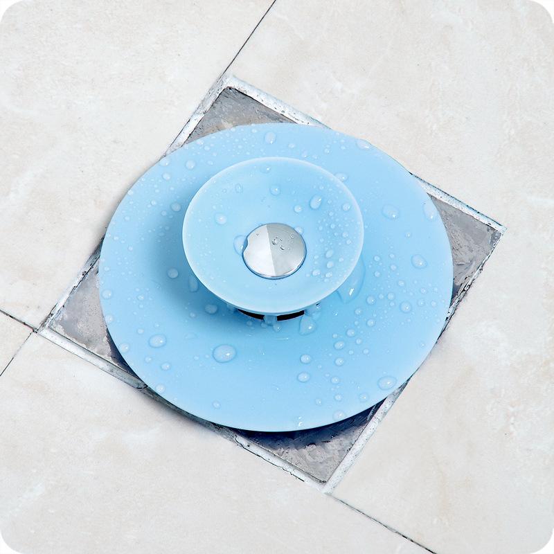 2pcs  Push-Type Silicone Floor Drain  Silicone Universal Sink Stopper  Prevent Clogging  Bathroom Drain Hair Catcher Press Water