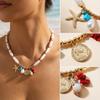 New Luxury Baroque Imitation Pearl Necklace for Women Gold Color Starfish Conch Pendant Choker Summer Beach Wedding Jewelry Gift