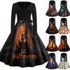 Vintage Dress for Women V Neck Halloween Dress with Retro Print Western Dress for Women 1950s Dresses for Women Style