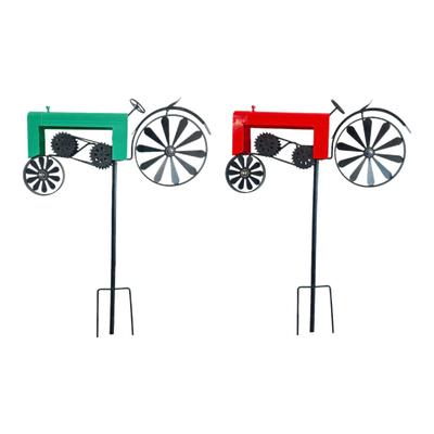Handmade Metal Tractor Garden Windmill Vintage Iron Art Sculpture Pinwheel Stake Ornament for Porch Home Lawn Backyard Indoor