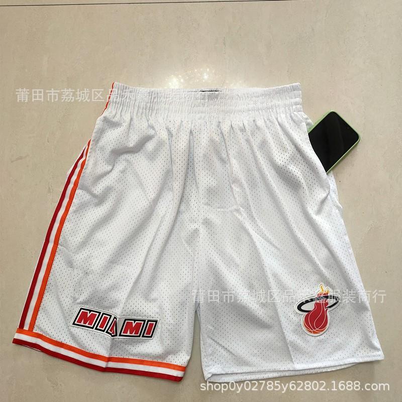 Miami Heat Basketball Shorts Men City White Black Rainbow Print Performance Sportswear Cotton Athletic Pants