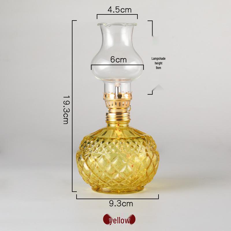 Colorful Glass Ghee Lamp for Buddha, Windproof Kerosene Oil Lamp, Dimmable and Everlasting, Perfect for Worship.