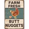 dFarm Butt Nuggets Vintage Tin Sign Chicken Rustic Wall Art Dcor