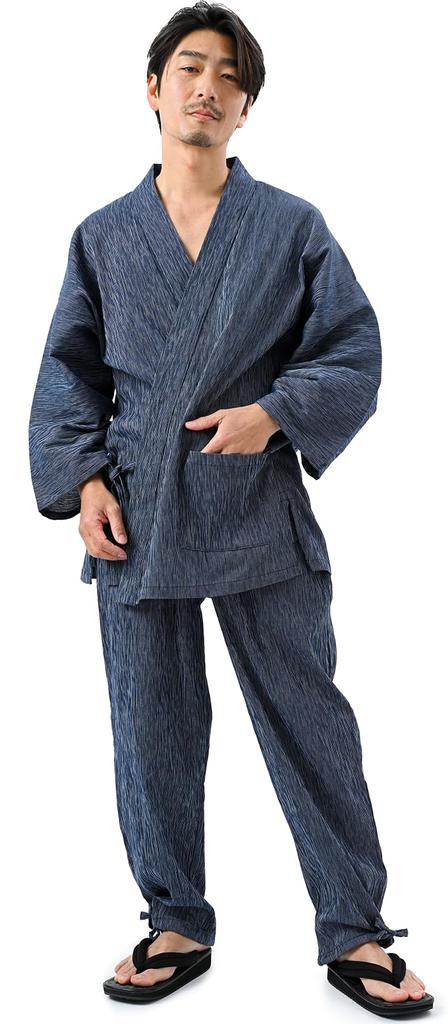 Samue Takashima Chijimi Cotton Summer Samue Samui Present Gift Nightwear [nicolyfam] Japanese-made [High-quality Samue] 100% Men's All-year One-mile