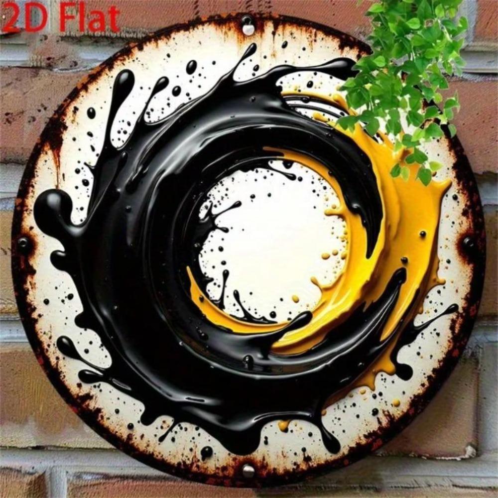 Vintage Black Yellow Metal Wall Art Sign 2D Contrast Design Durable Aluminum Kitchen Bar Cafe Garage Home Garden Decor