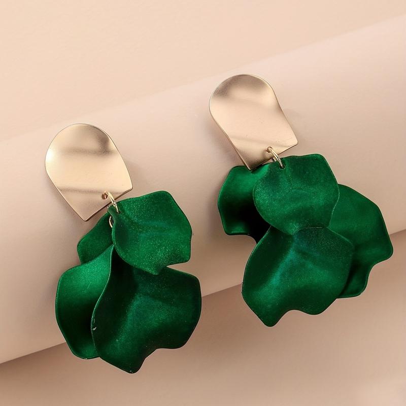 

Модные женские серьги с лепестками роз, длинные серьги-подвески с акриловым цветком, свадебная одежда для вечеринок, ювелирные изделия, аксессуары, подарок зелёный