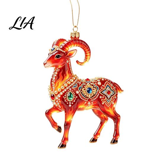 Gift for Holiday Season 2D Acrylic Goat Christmas Tree Pendant, Keychain Bag Charm, Cute Sheep Rearview Party Decor Mirror Hanging Ornament