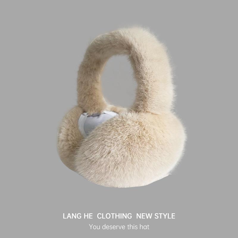 Pluszowe Ciepłe Nauszniki Damskie Słodkie Nauszniki Zimowa Ochrona Uszu Zimoodporne Zimowe Jednokolorowe Ocieplacze na Uszy Składane Jesienno-Zimowa Torba na Uszy Duże