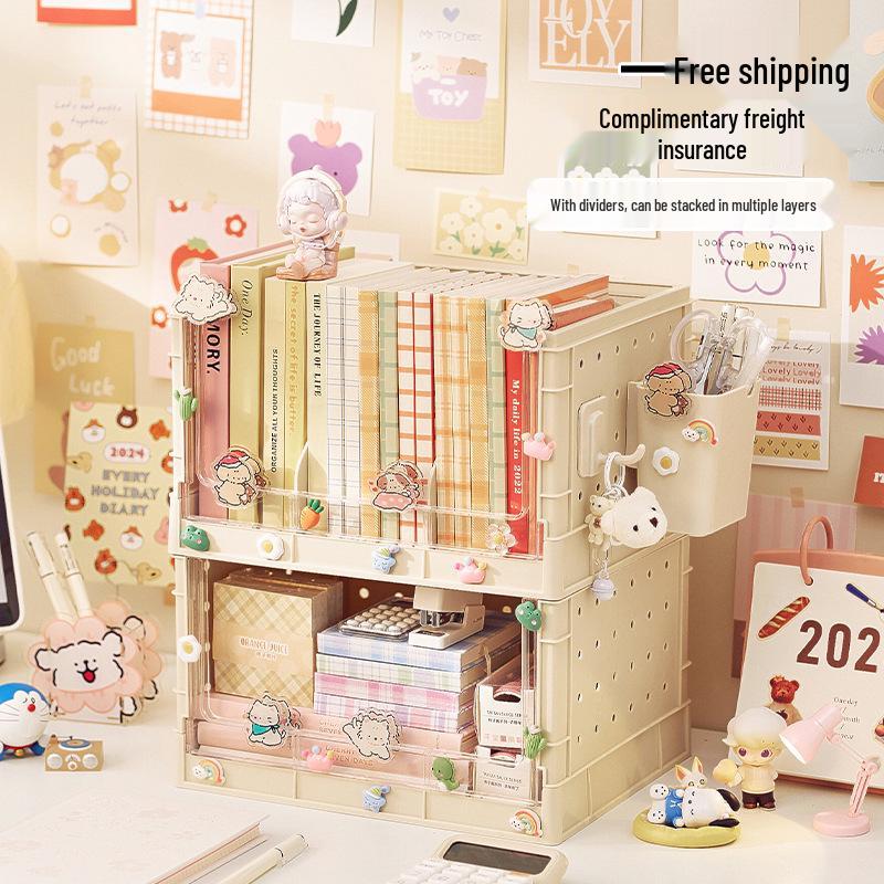 Desktop Pegboard Storage - Multi-Layer Bookshelf for Dormitory and Bedroom