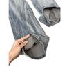 Lightning bamboo pattern jeans men's summer new straight loose American retro high street vibe micro-pull trousers