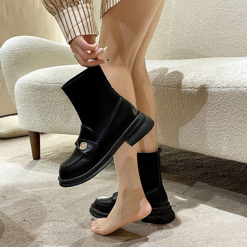 Martin boots children 2025 popular foreign style small short boots platform socks boots thin small ankle boots autumn and winter velvet