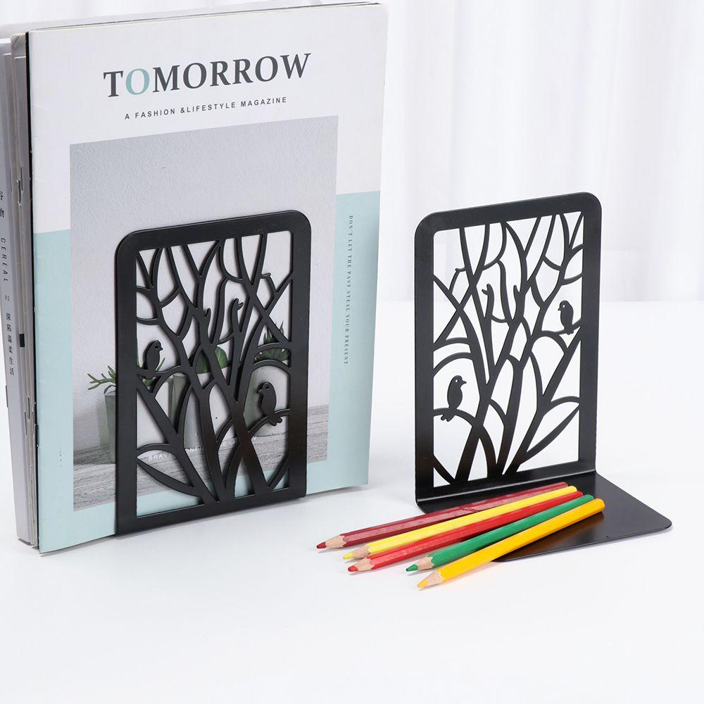 Non-Skid Hollow Out Storage Bookrack Book Stand Book Support Book Ends Desk Organizer Holder