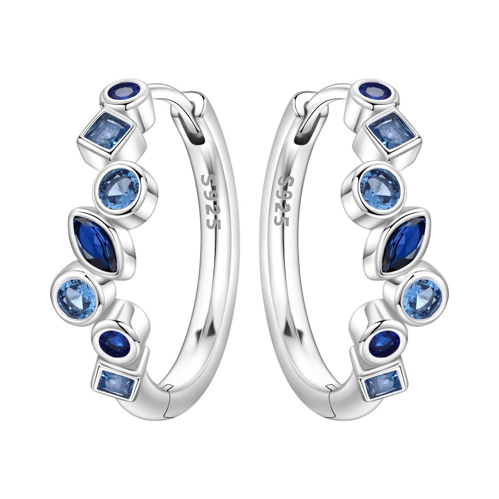 Orstarry 925 Silber Blauer Zirkon Sternenhimmel Ohrring Original Schmuck Creolen Damen Schmuck Party Trendige Geschenke