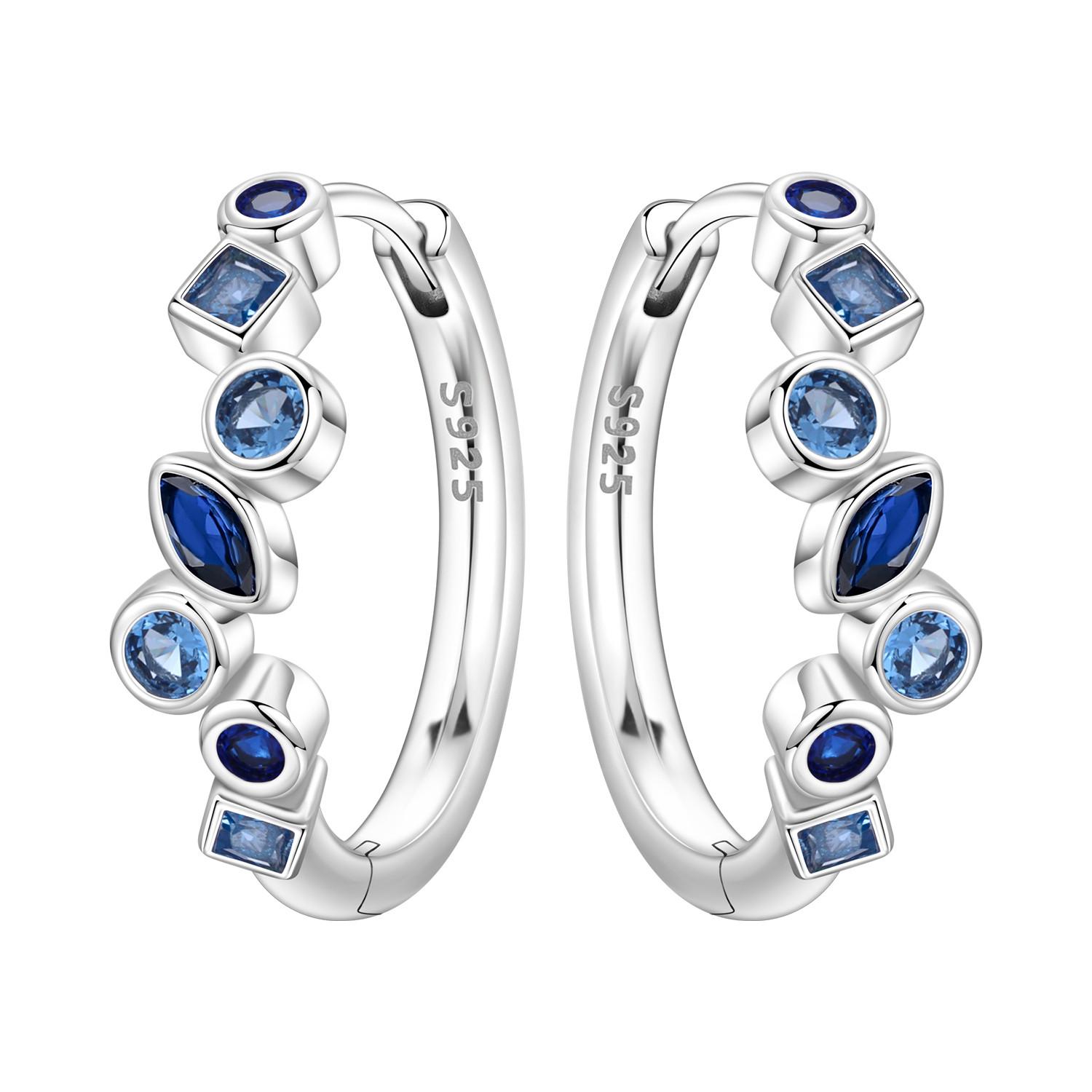 

S925 Sterling Silver Blue Zircon Minimalist Earrings Hoop Earrings Women Jewelry Original Trendy Anniversary Gifts