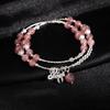 Natural Strawberry Crystal Zircon Bow Bracelet Women's Double-layer Stacked High-end Bracelet Small Fresh Light Luxury Jewelry Women