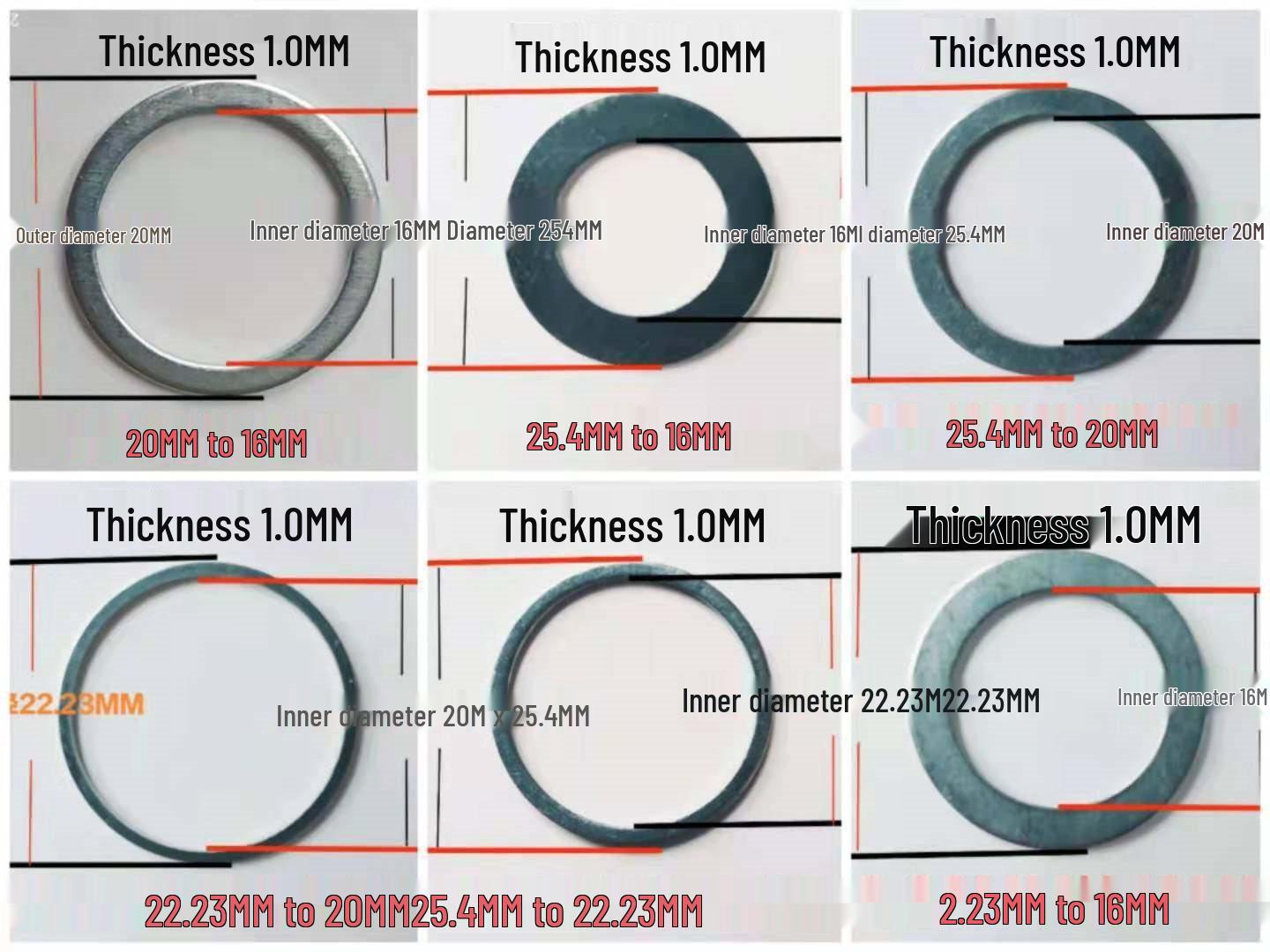 

Angle Grinder Disc Washer: 30/25.4mm to 22mm Hole Conversion Ring for Saw Blade Reduction 20 to 16 washer 1 pc
