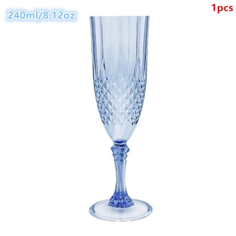 

1 Pcs Champagne Goblet High Legged Wine Glasses Cocktail Red Wine Brandy Glasses Drinkware Party Bar Wedding Gift Transparent Blue