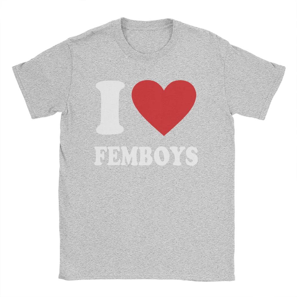 Fun Hot Selling I Love Fembos Printed Pattern  Highquality Mens Cotton Short Sleeved Round Neck Tshirt Casual Mens Top