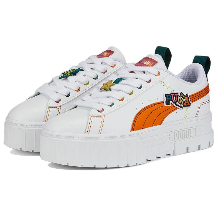 PUMA Mayze Pierced Women White Orange Green Low Top Casual Sneakers 386582-02