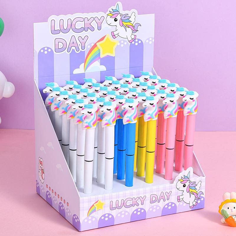 

36Pcs Unicorn Shape Straight Liquid Quick Drying Gel Pen School Office Supplies Kawaii Prize Gift Writing Tools Holiday Gift Novelty Stationery Teache Random style 36Pcs