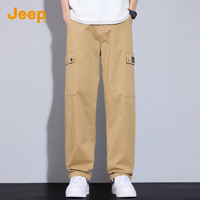 Jeep Men's 2025 Autumn/Winter Loose Straight-Leg Cotton Cargo Casual Pants