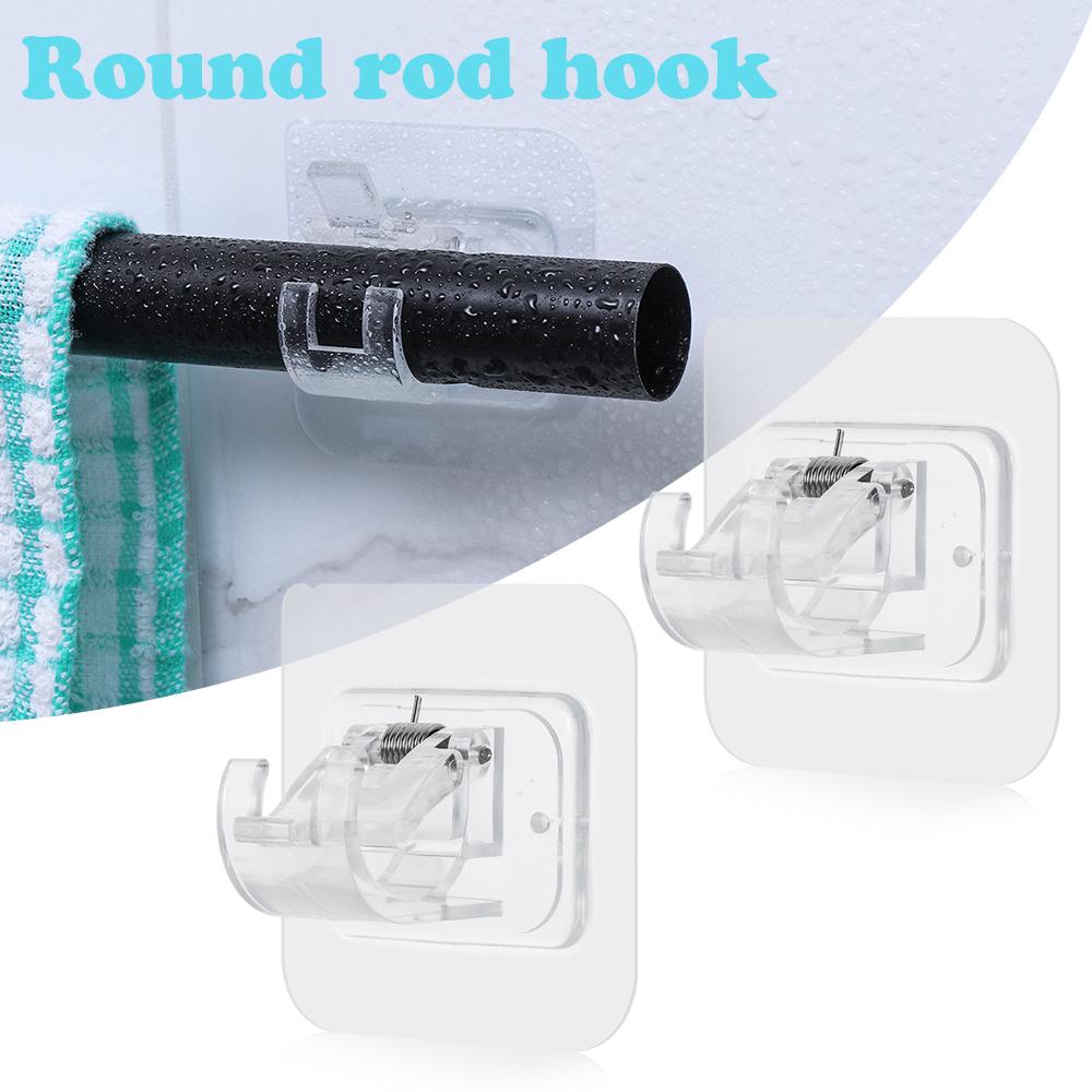 Bathroom Holder Powerful Free Punching Rod Hanging Clip Door Hanger Storage Rack Curtain Rod Hook