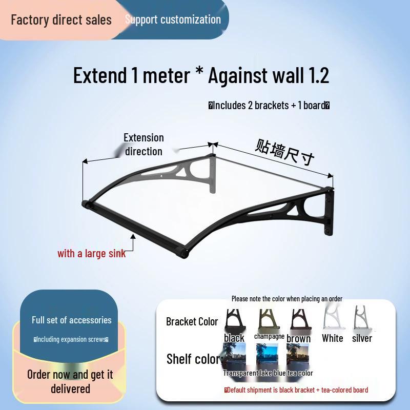 Aluminum Alloy Outdoor Sunshade & Rain Shield for Balcony Windows