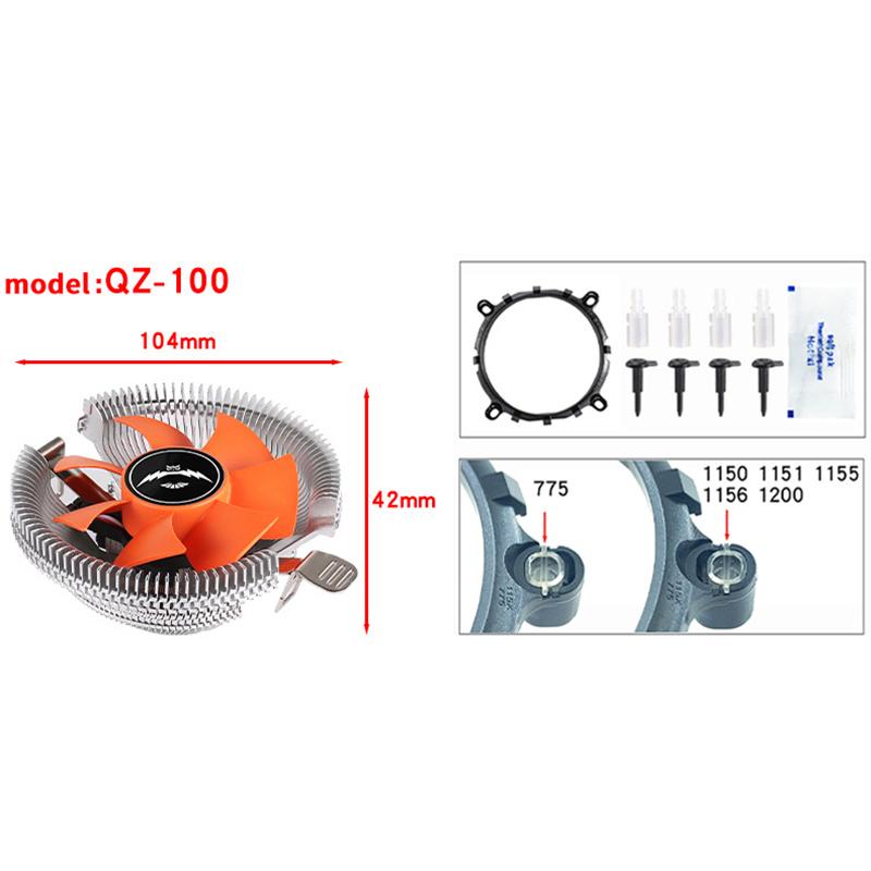 Cpu Cooling Is Suitable For Lga775/1150/1151/1155/1156/1200 For Fast Heat Dissipation And Efficient Operatio110Mm Fan Led