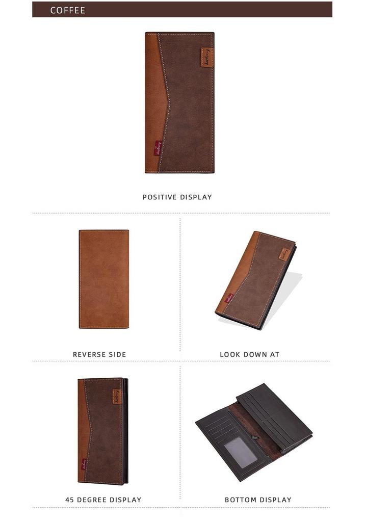 Baellerry Men's RFID Long Wallet with Multi-Card Slots and Large Capacity Money Clip