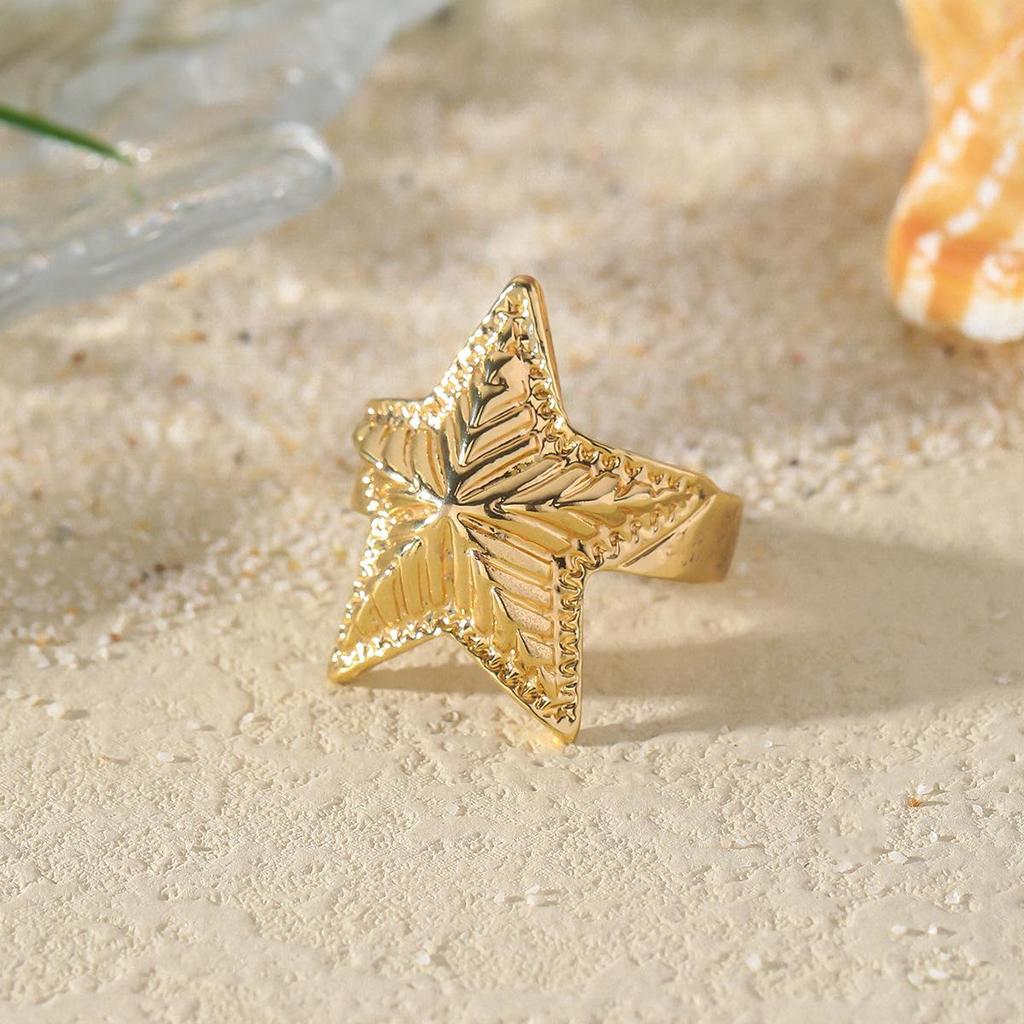 European & American Fashion Star Flower Punk Ring - High-End, Simple Niche Jewelry