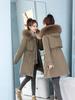 Women's Mid-length Parka with Large Fur Collar - Warm, Slimming Cotton Jacket, Korean Style Winter Outerwear