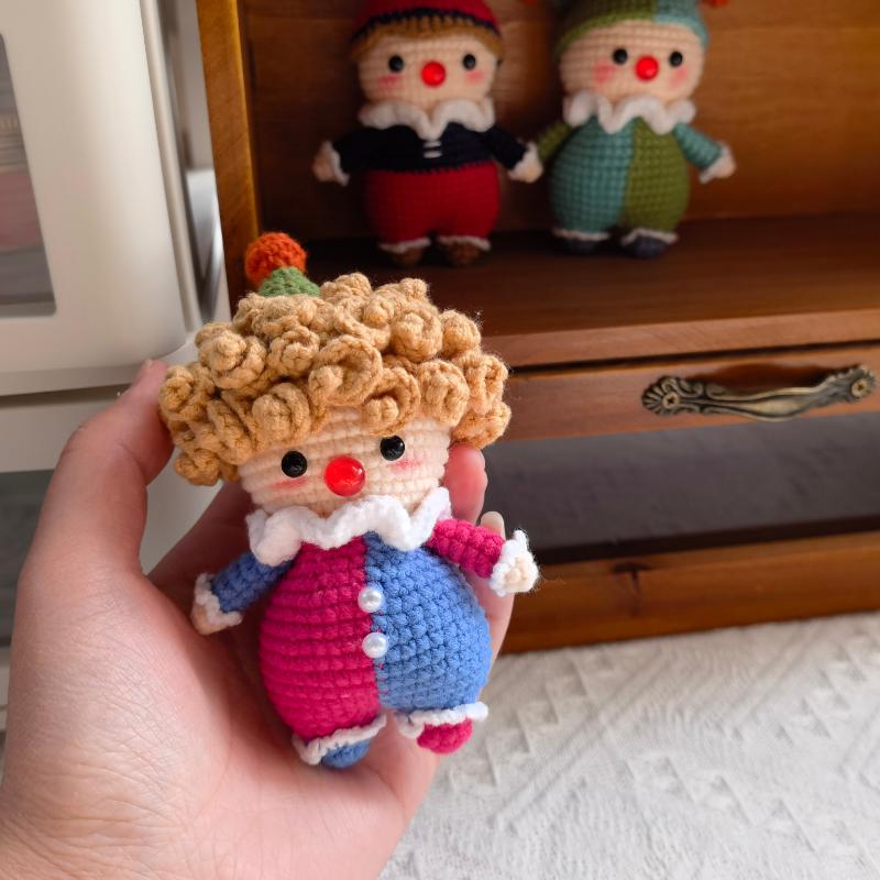 Cute Circus Clown Pendant Crochet Material Bag Handmade DIY Woolen Knitting Doll To Pass The Time During Pregnancy