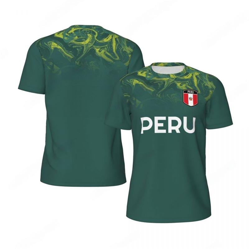 Fashion Peru Flag Graphic Football T Shirts For Men Trend 3D National Emblem Printed Sports T-shirts Loose Breathable Tees Tops