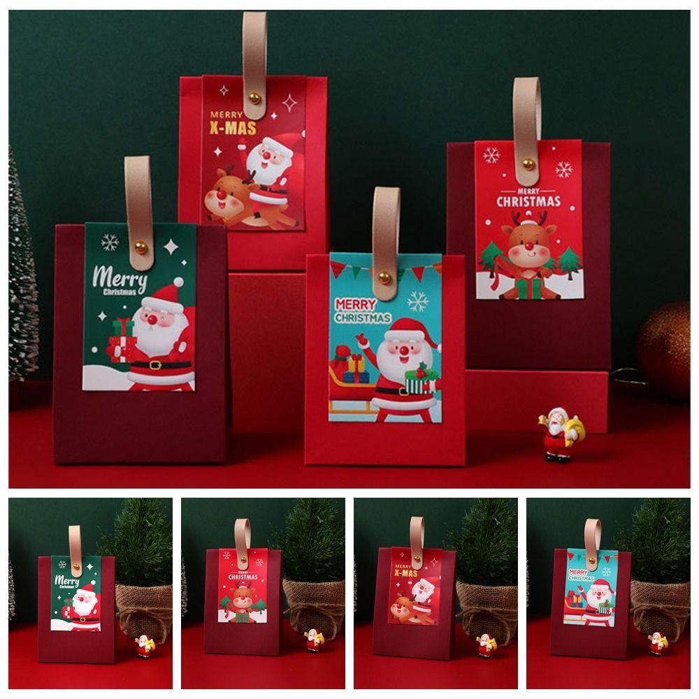 10Pcs Paper Gifts Wrap Handbag Classic Christmas Candy Gift Box  Candy/Snack/Chocolate Package