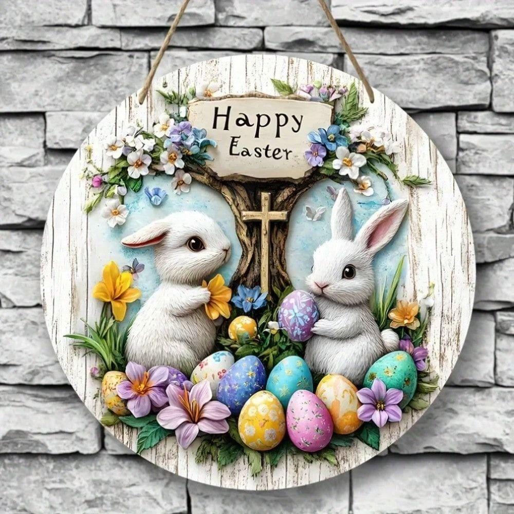 Easter Bunny Egg Metal Wall Art Decor Poster