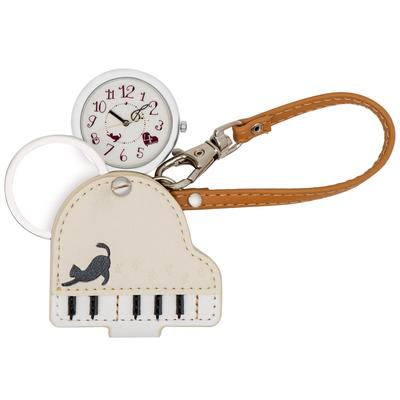 [Fieldwork] Ceas Analog Cat Piano Bag Charm Ceas cu lupă LW038-1 femei maro