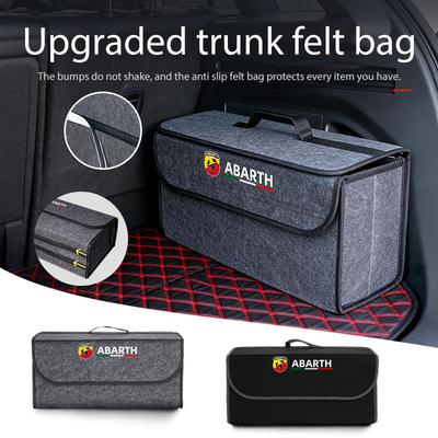 Para Abarth Felt Car Logo Bolsa Organizadora de Porta-malas Caixa de Armazenamento Dobrável para Viagem Acessórios Internos FR FIAT 500 595 695 124 Bravo Linea