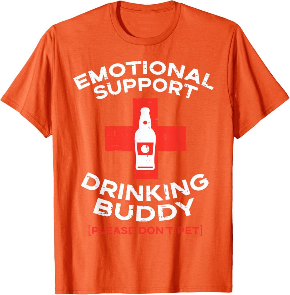 Emotional Support Drinking Buddy Beer Graphic TShirt Funny Gift Casual Cotton Tee